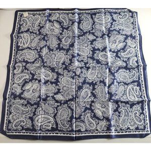 Womens VTG Scarf Handkerchief NEW NWT Woolworths Blue Paisley Rayon Italy 22"